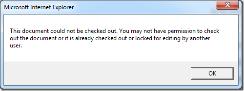 This document could not be checked out. You may not have permission to check out the document or it is already checked out